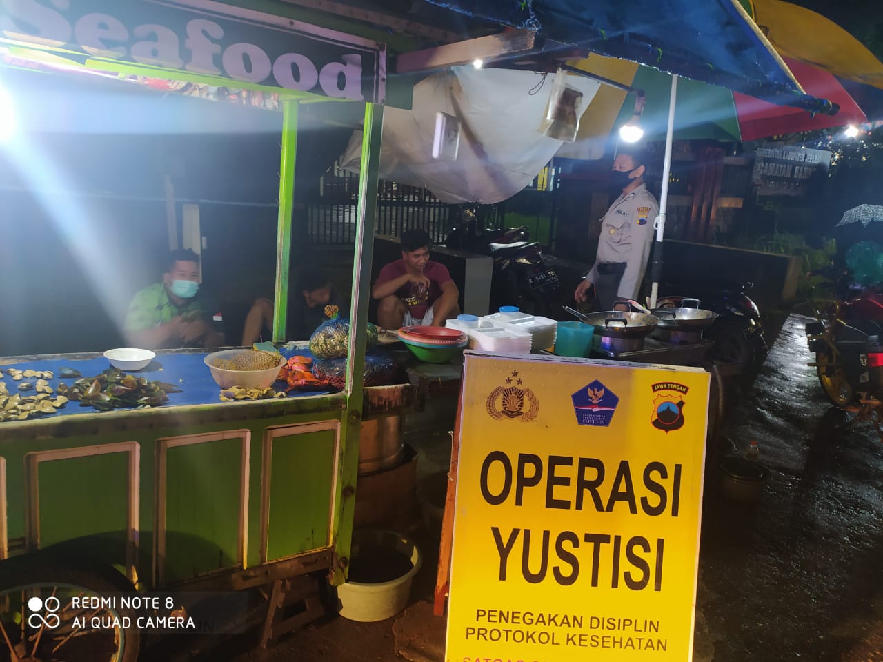 Polsek Bangsri Bersama Petugas Gabungan Lakukan Operasi Yustisi Tindak 6 Pelanggar Protokol Kesehatan